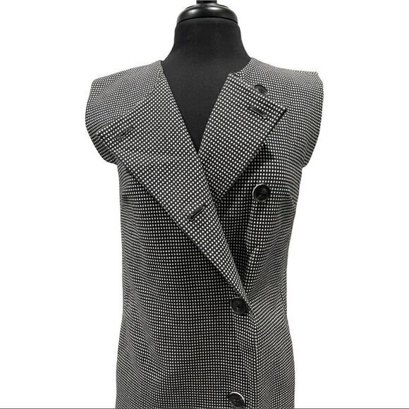pearl by Lela Rose Sleeveless Checked Double Breasted Sheath Dress Sz 6 - Picture 2 of 15